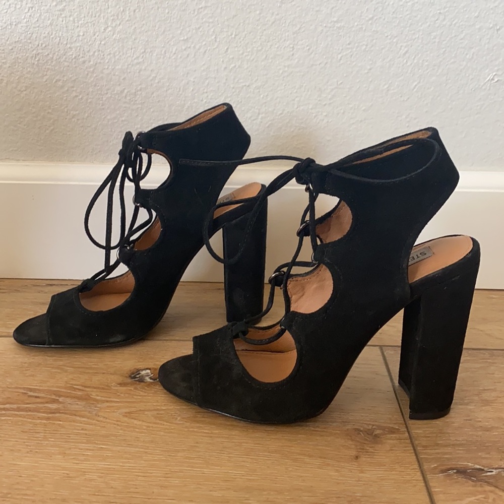 Steve Madden black suede heels, size 7